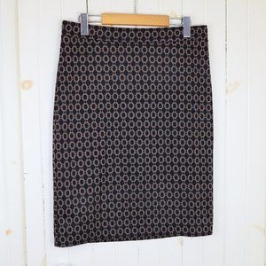 Lyse Spenard Geometric Pattern Midi Pencil Skirt